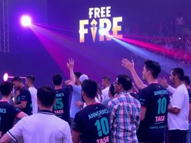 Free Fire Avengers - National Esports Championship Free Fire Avengers National Championship finals in Mumbai with players and cheering crowd